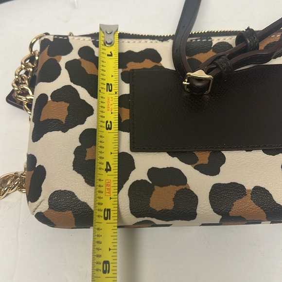 COACH LEOPARD OCELOT QUINN CROSSBODY CHAIN BAG F35878 Tan Black Brown - Picture 9 of 10